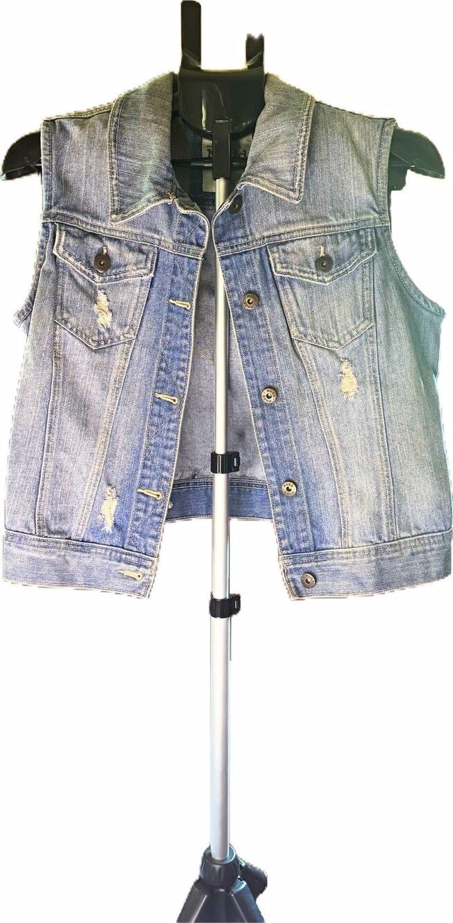 Mudd Women’s Blue Button Front Sleeveless Denim Vest w/ Pockets Size L